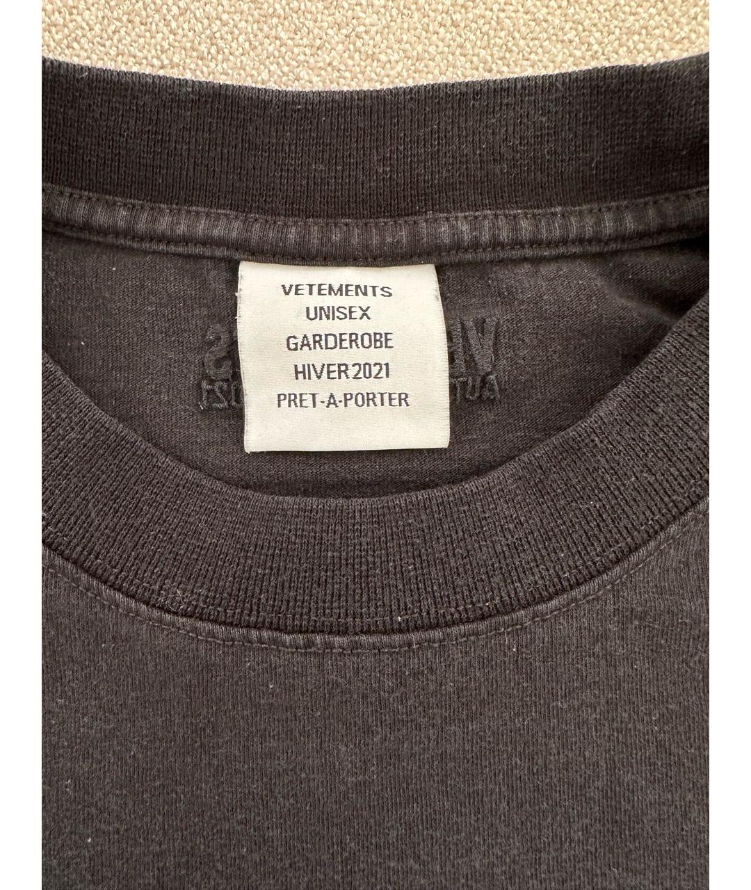 VETEMENTS Черная хлопковая футболка, фото 5