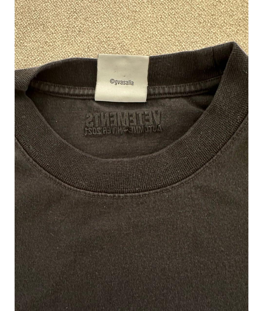 VETEMENTS Черная хлопковая футболка, фото 6