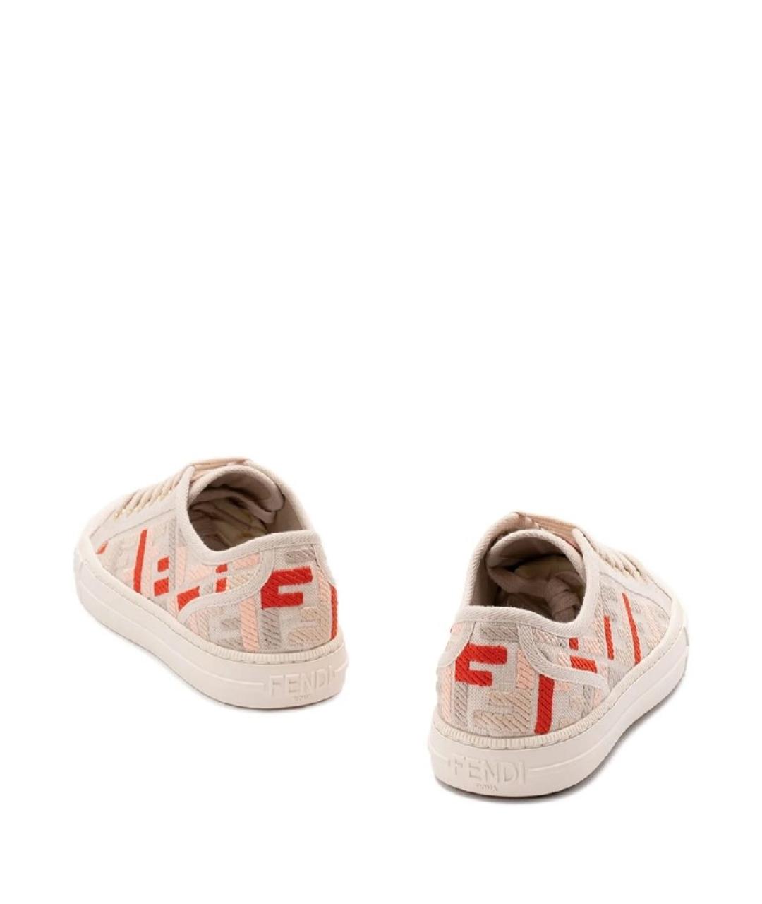FENDI Бежевые текстильные кеды, фото 3