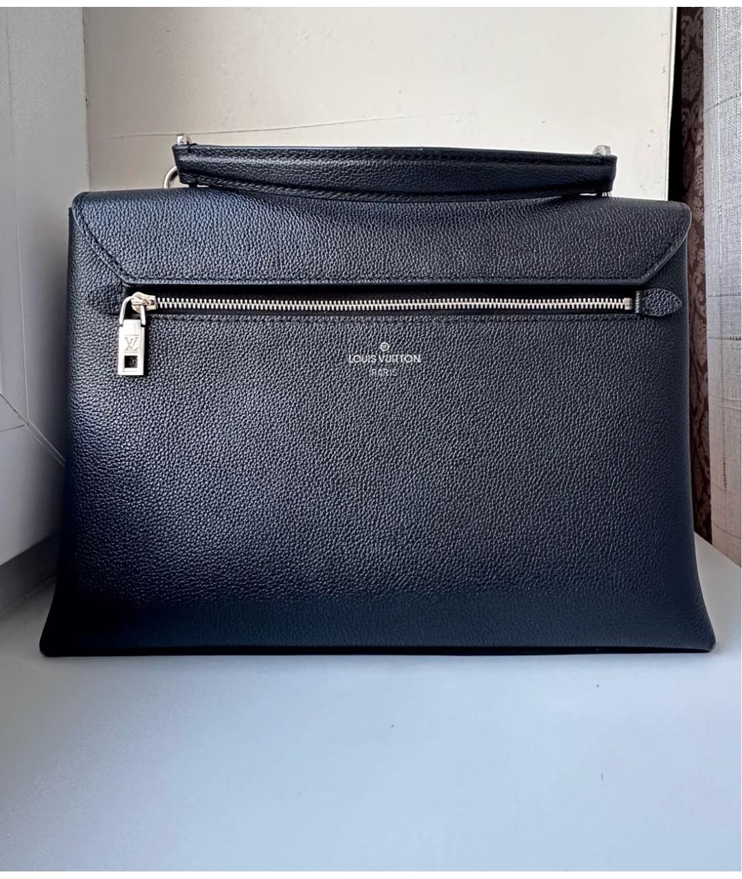 LOUIS VUITTON Черная кожаная сумка с короткими ручками, фото 3