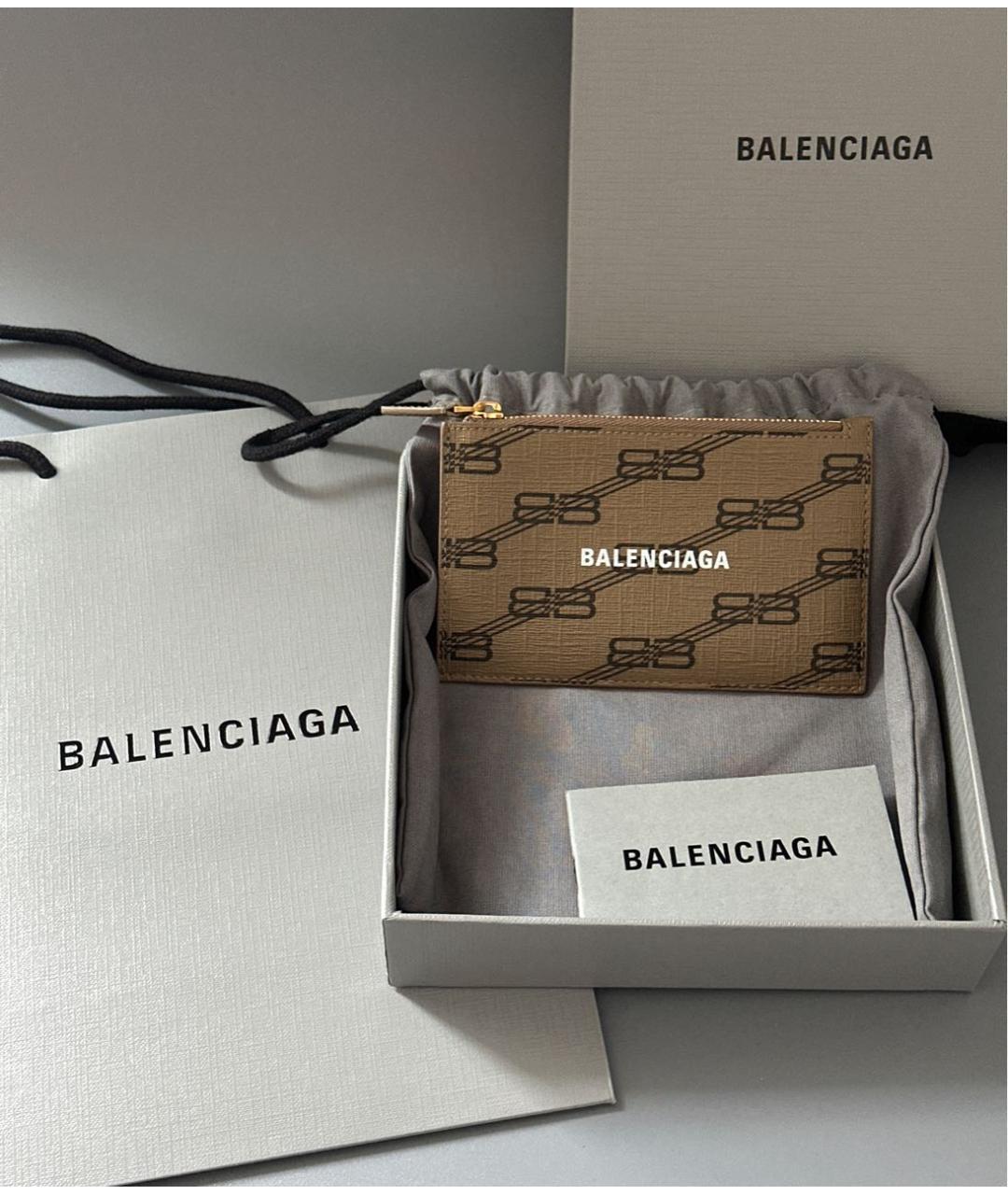 BALENCIAGA Коричневый кожаный кардхолдер, фото 2