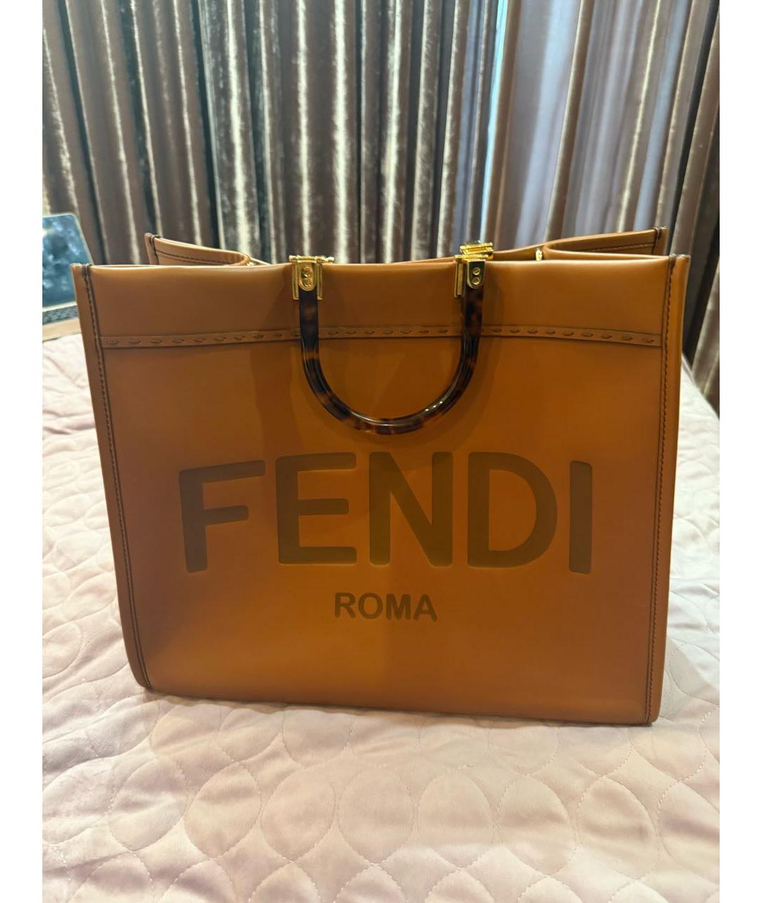 FENDI Оранжевая кожаная сумка тоут, фото 9