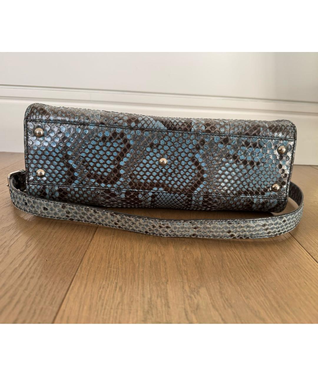 FENDI Синяя сумка с короткими ручками из экзотической кожи, фото 8