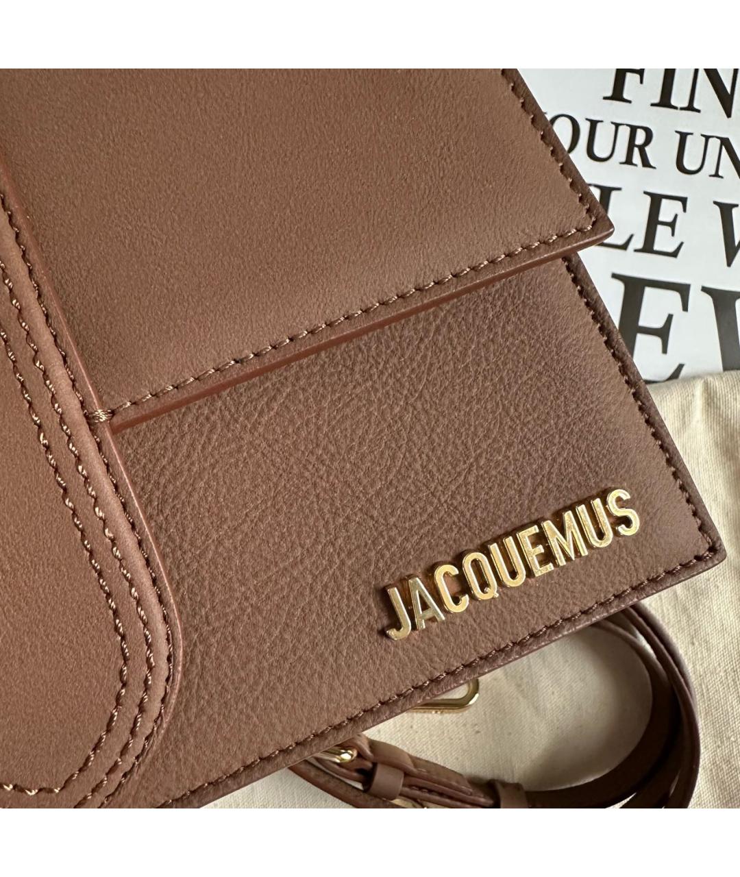 JACQUEMUS Коричневая кожаная сумка с короткими ручками, фото 4