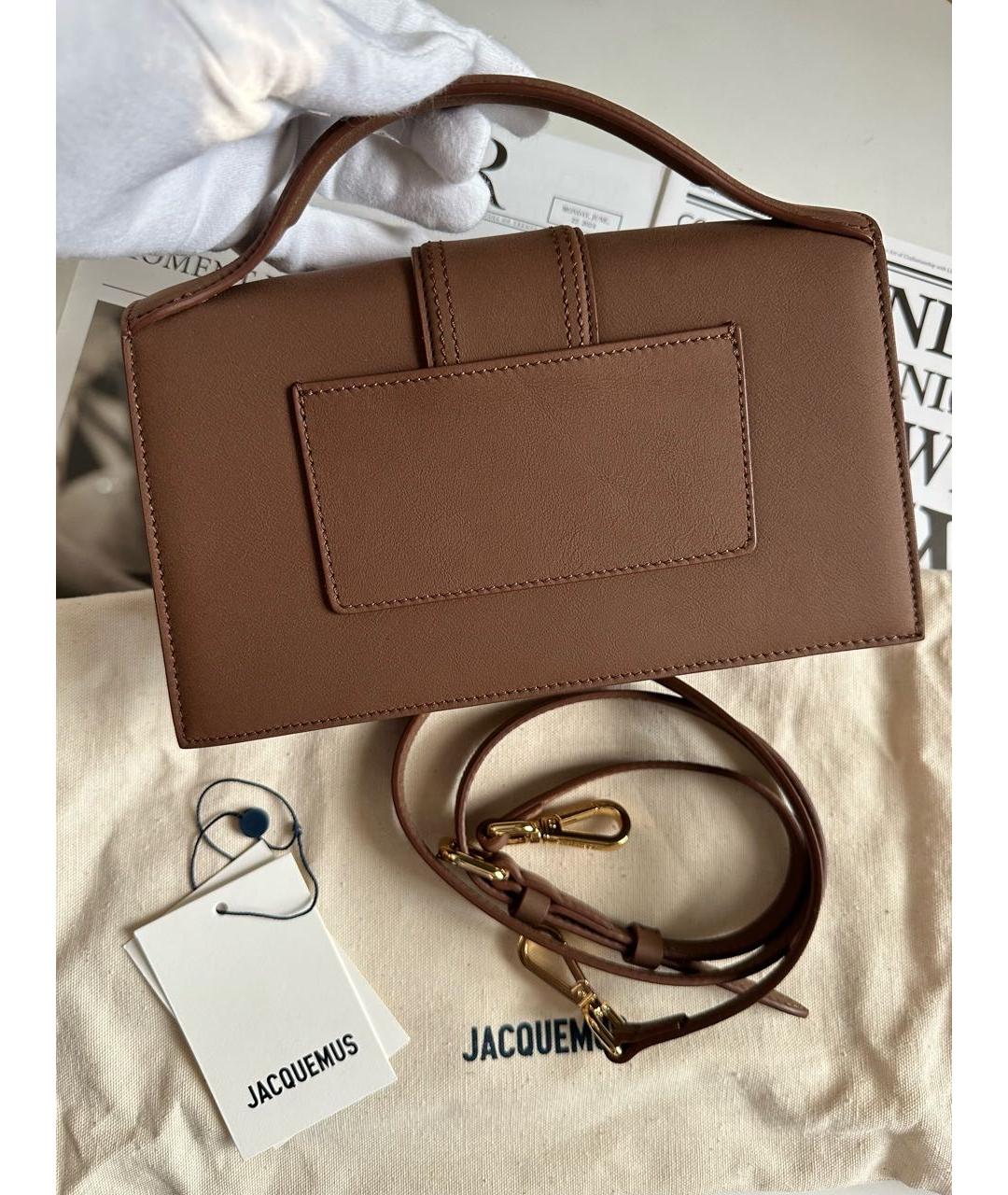 JACQUEMUS Коричневая кожаная сумка с короткими ручками, фото 3