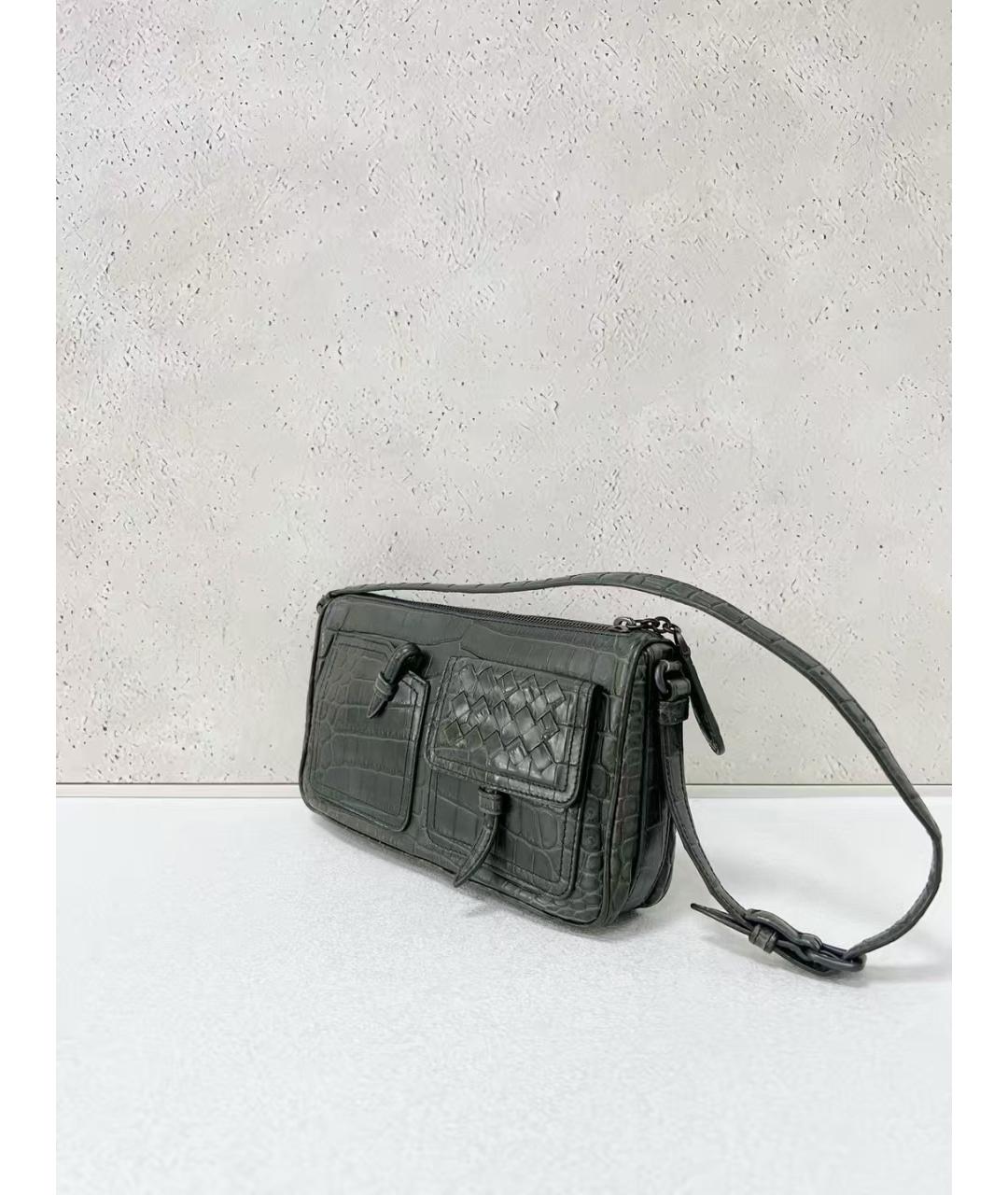 BOTTEGA VENETA Зеленая кожаная сумка через плечо, фото 4