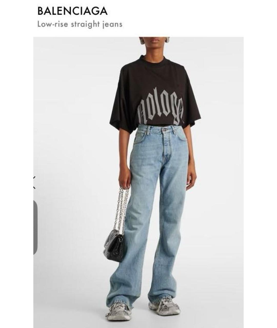 BALENCIAGA Голубые хлопковые джинсы клеш, фото 2