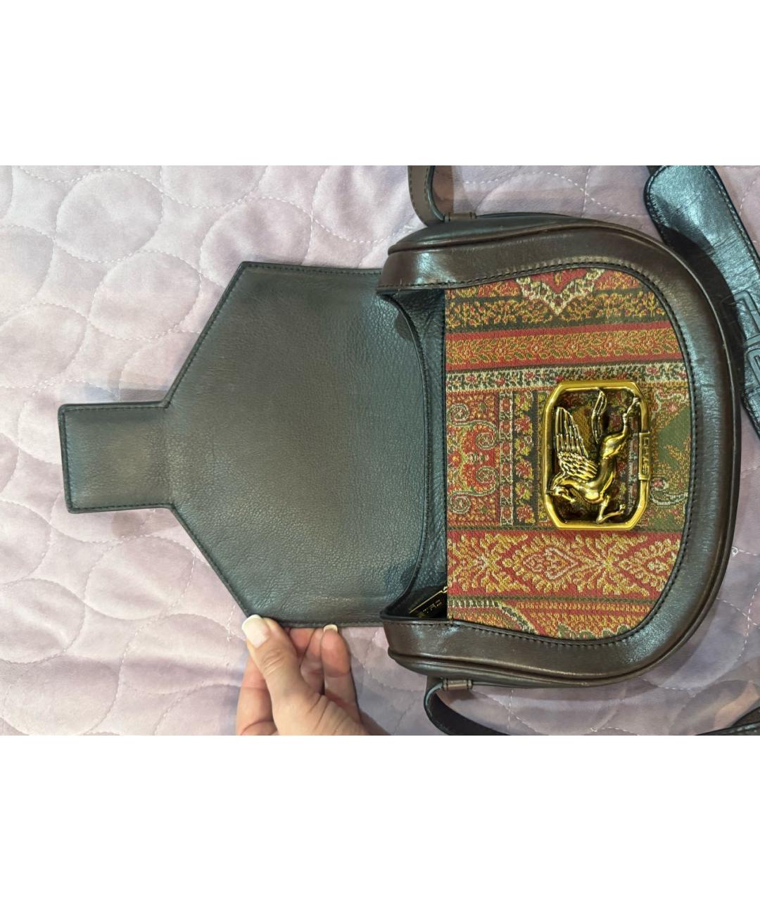 ETRO Коричневая кожаная сумка через плечо, фото 2