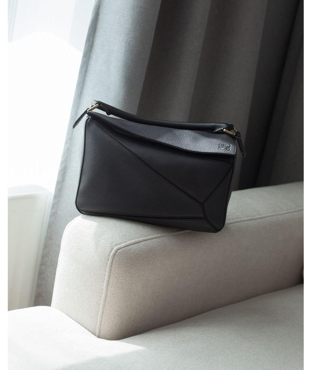 LOEWE Темно-синяя кожаная сумка с короткими ручками, фото 8