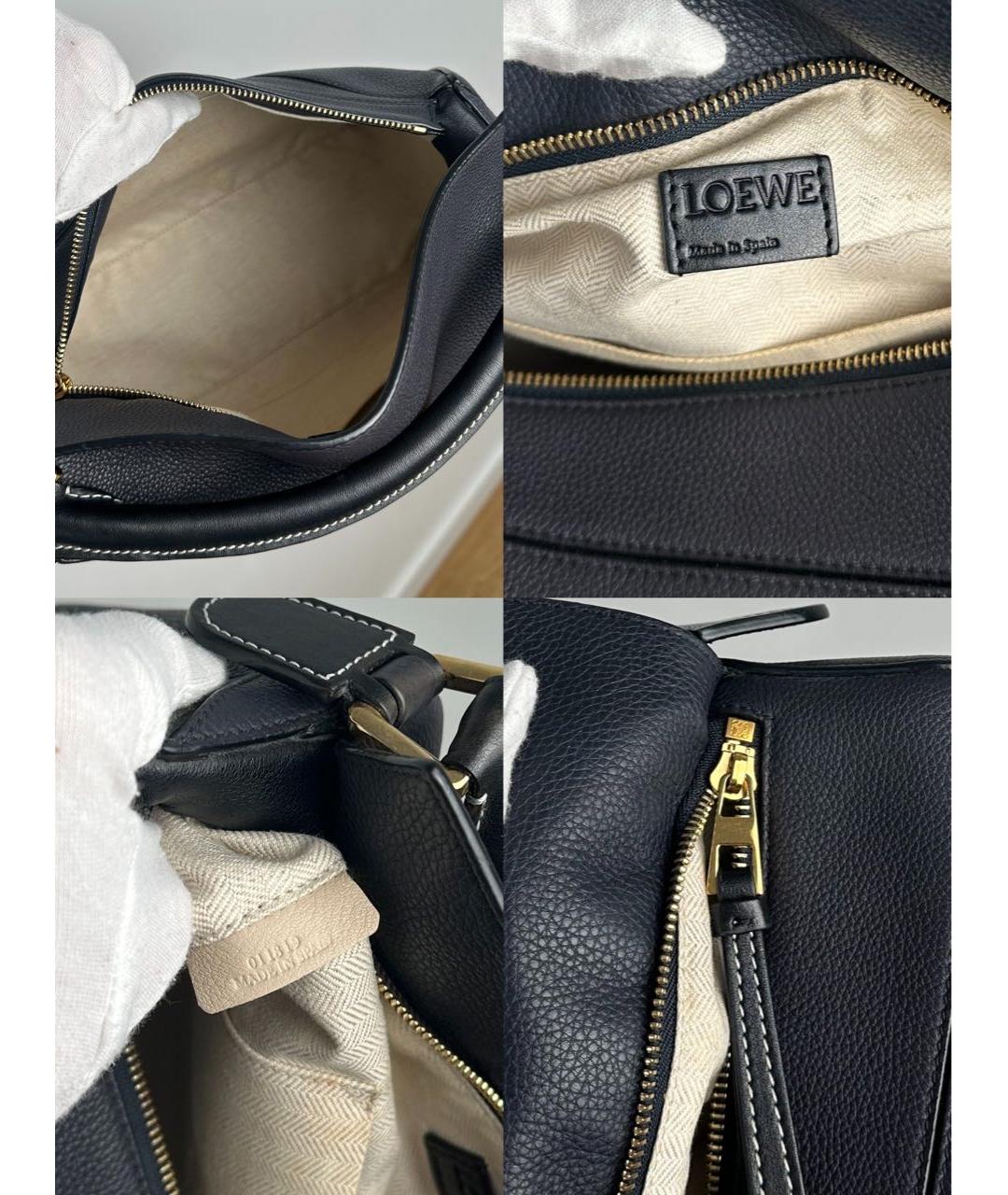 LOEWE Темно-синяя кожаная сумка с короткими ручками, фото 5