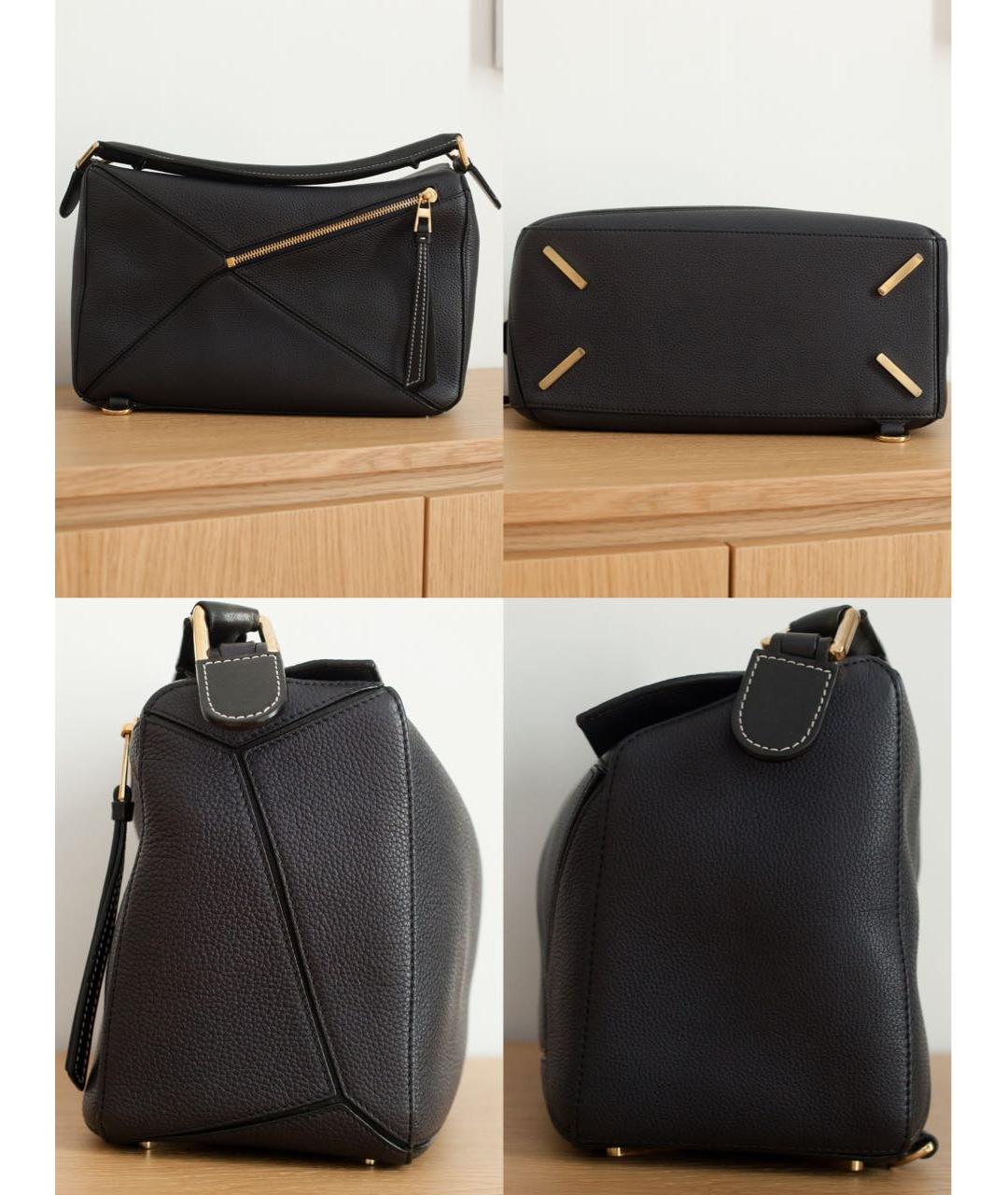 LOEWE Темно-синяя кожаная сумка с короткими ручками, фото 6