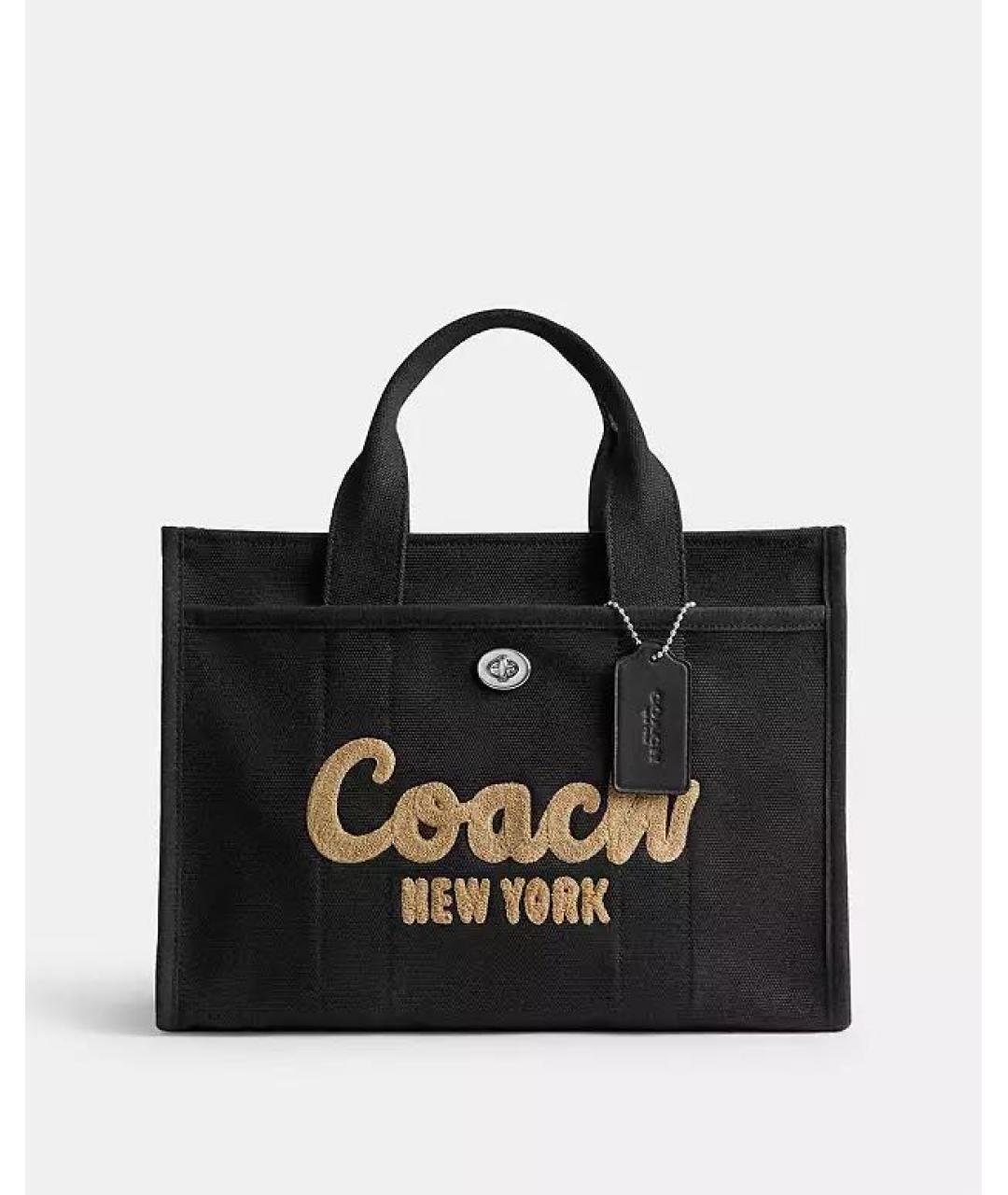 COACH Черная хлопковая сумка тоут, фото 6