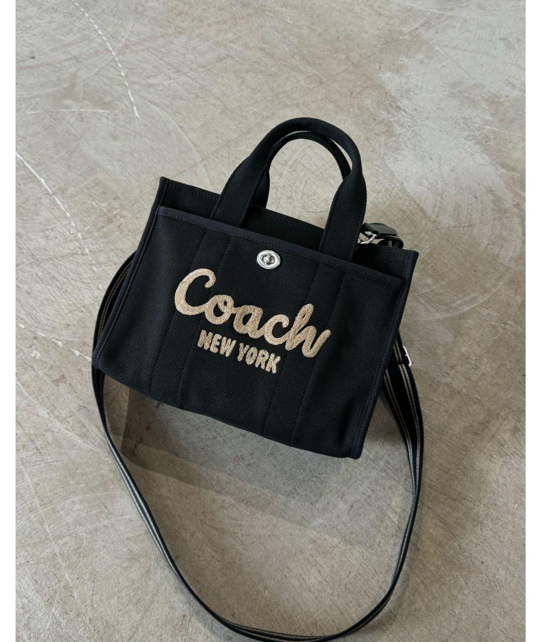 COACH Черная хлопковая сумка тоут, фото 4