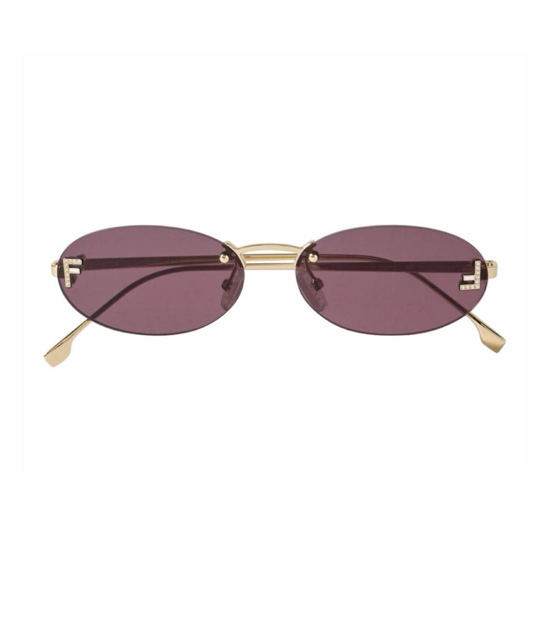 FENDI Бордовые металлические солнцезащитные очки, фото 1