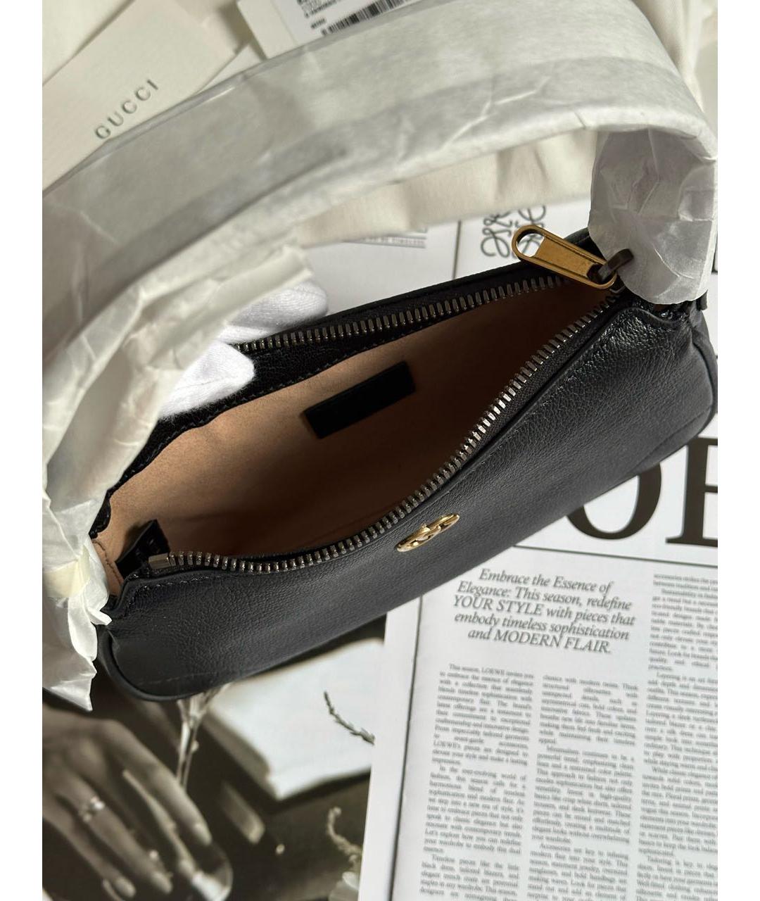 GUCCI Черная кожаная сумка с короткими ручками, фото 4