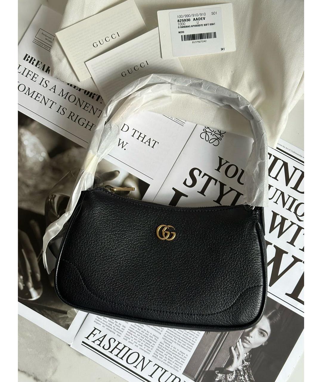 GUCCI Черная кожаная сумка с короткими ручками, фото 2