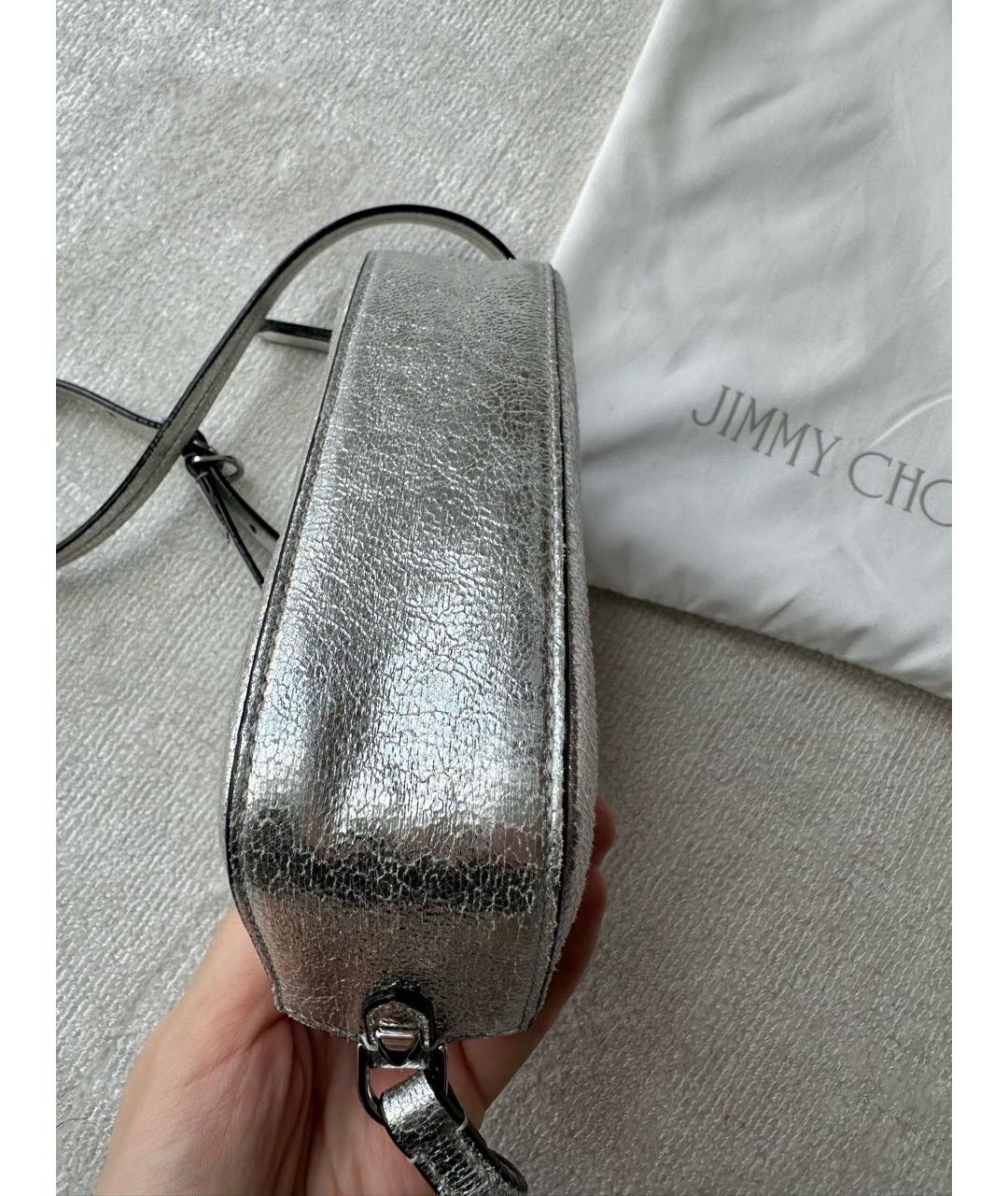 JIMMY CHOO Серебряная сумка через плечо из лакированной кожи, фото 7