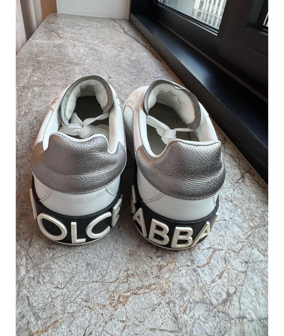 DOLCE&GABBANA Белые кожаные кеды, фото 4