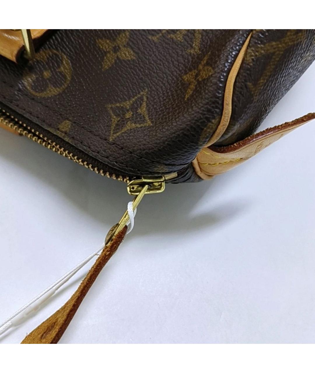 LOUIS VUITTON Коричневая кожаная сумка с короткими ручками, фото 8