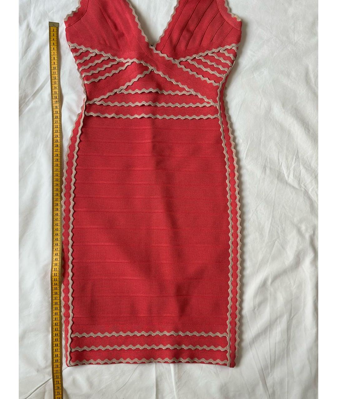 HERVE LEGER Коралловое коктейльное платье, фото 8