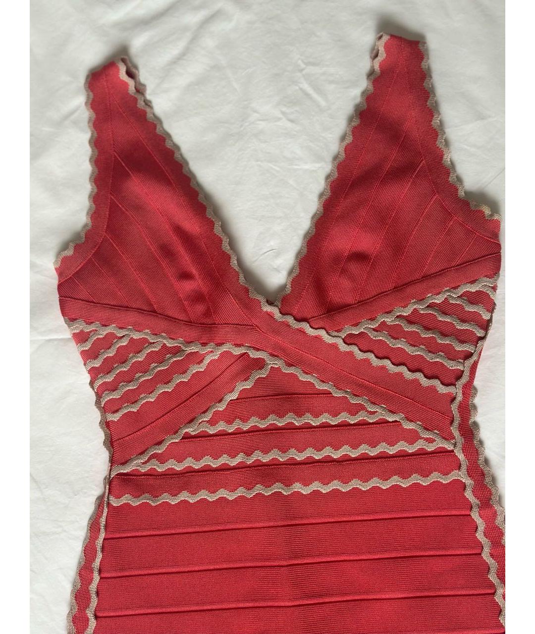 HERVE LEGER Коралловое коктейльное платье, фото 4