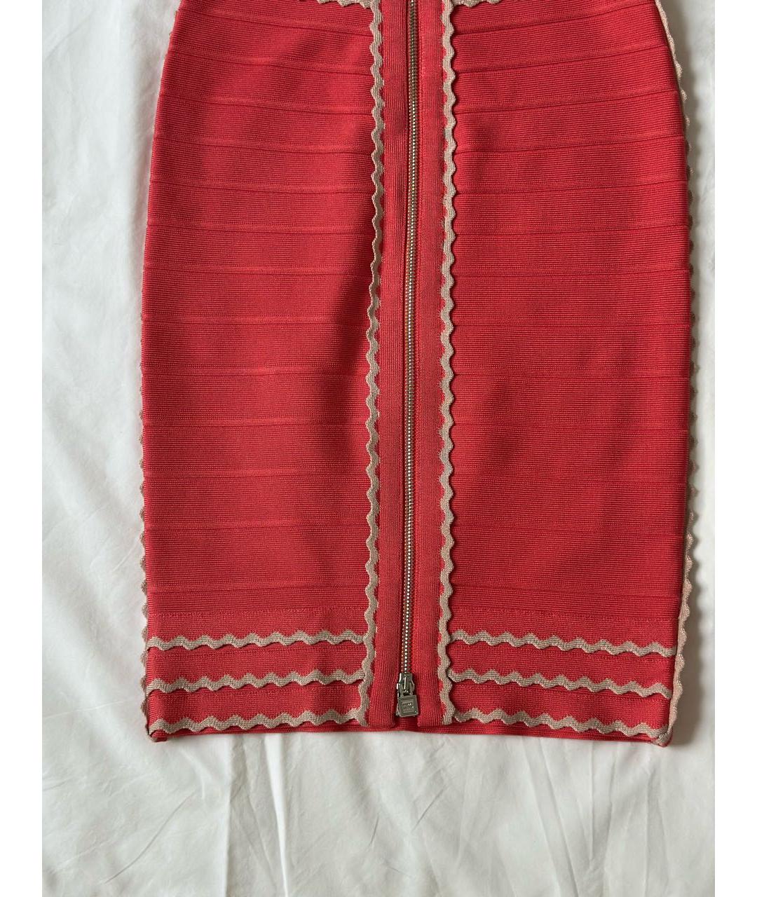 HERVE LEGER Коралловое коктейльное платье, фото 6