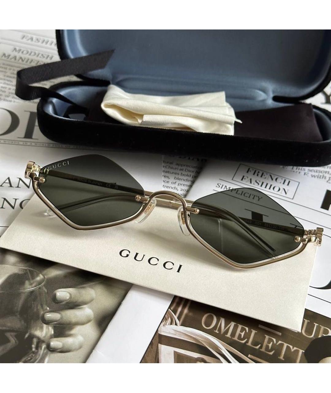 GUCCI Черные металлические солнцезащитные очки, фото 2