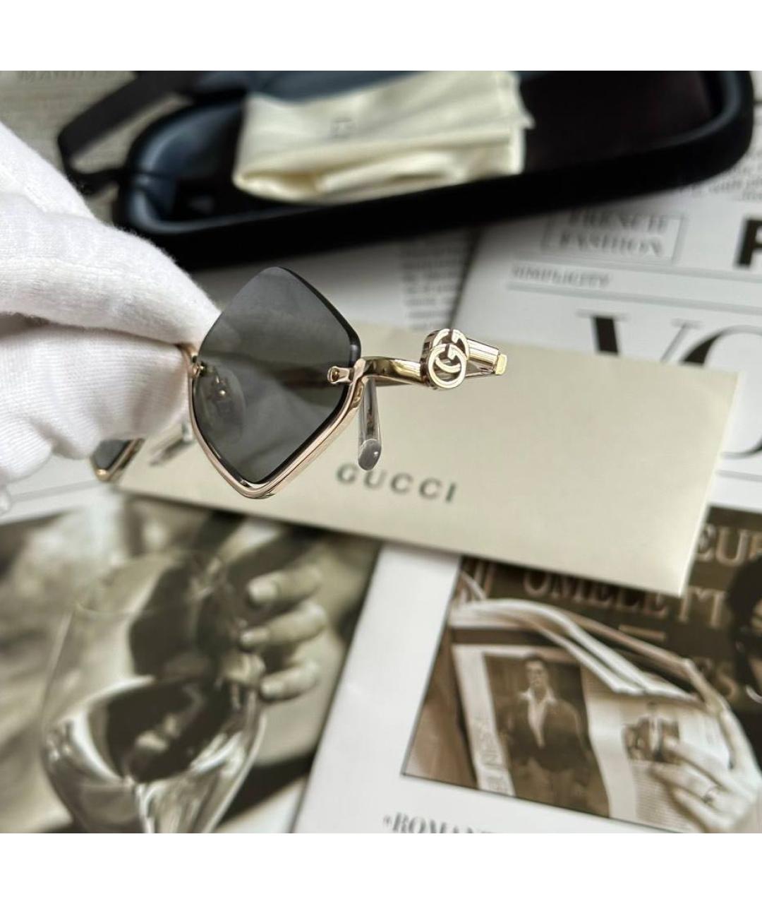 GUCCI Черные металлические солнцезащитные очки, фото 4