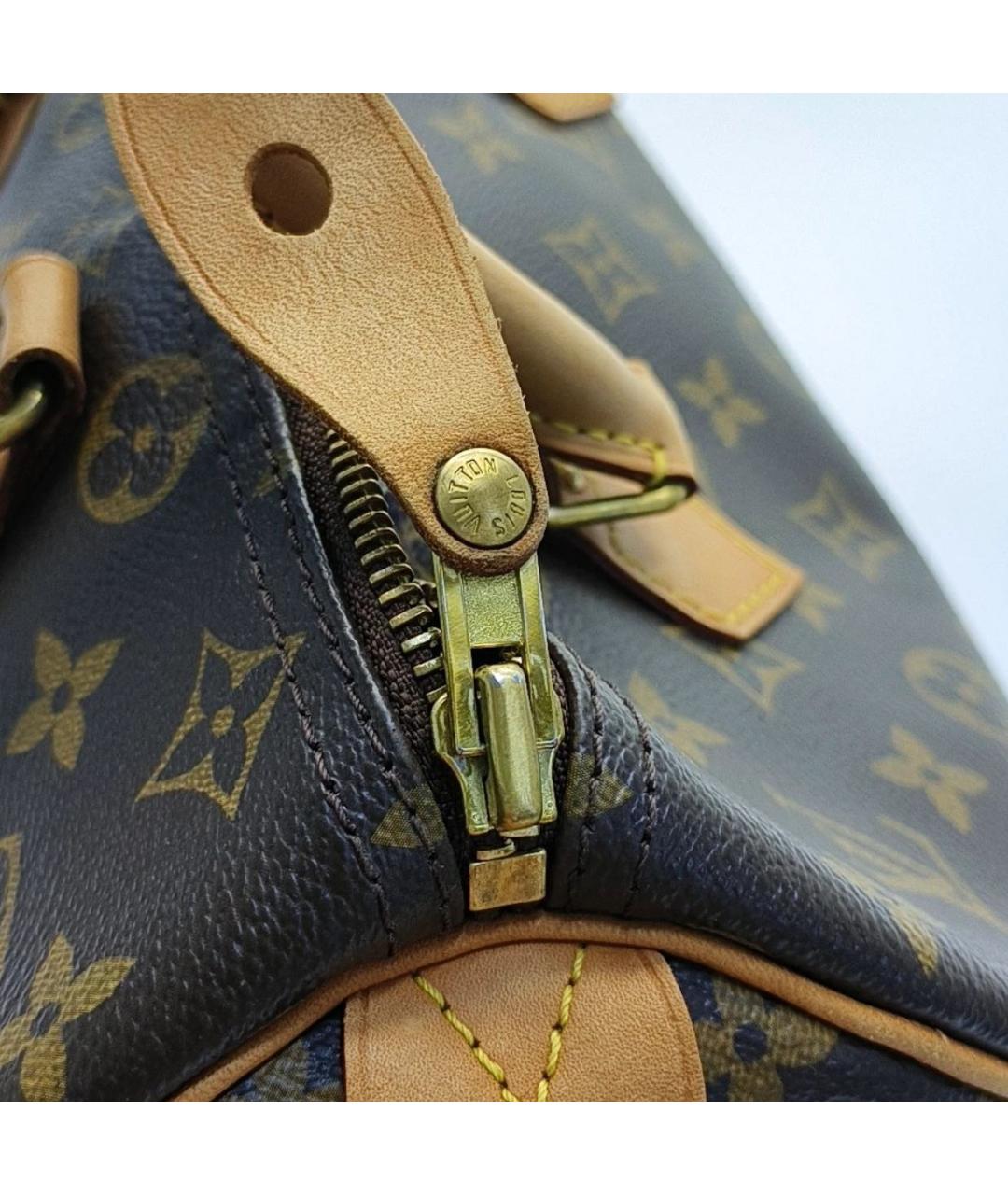 LOUIS VUITTON Коричневая кожаная сумка с короткими ручками, фото 7