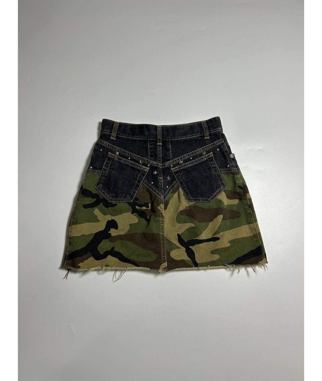 SAINT LAURENT Зеленая хлопковая юбка мини, фото 2