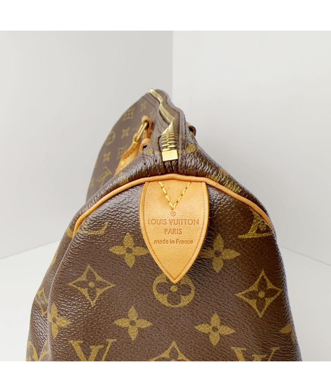 LOUIS VUITTON Коричневая кожаная сумка с короткими ручками, фото 7