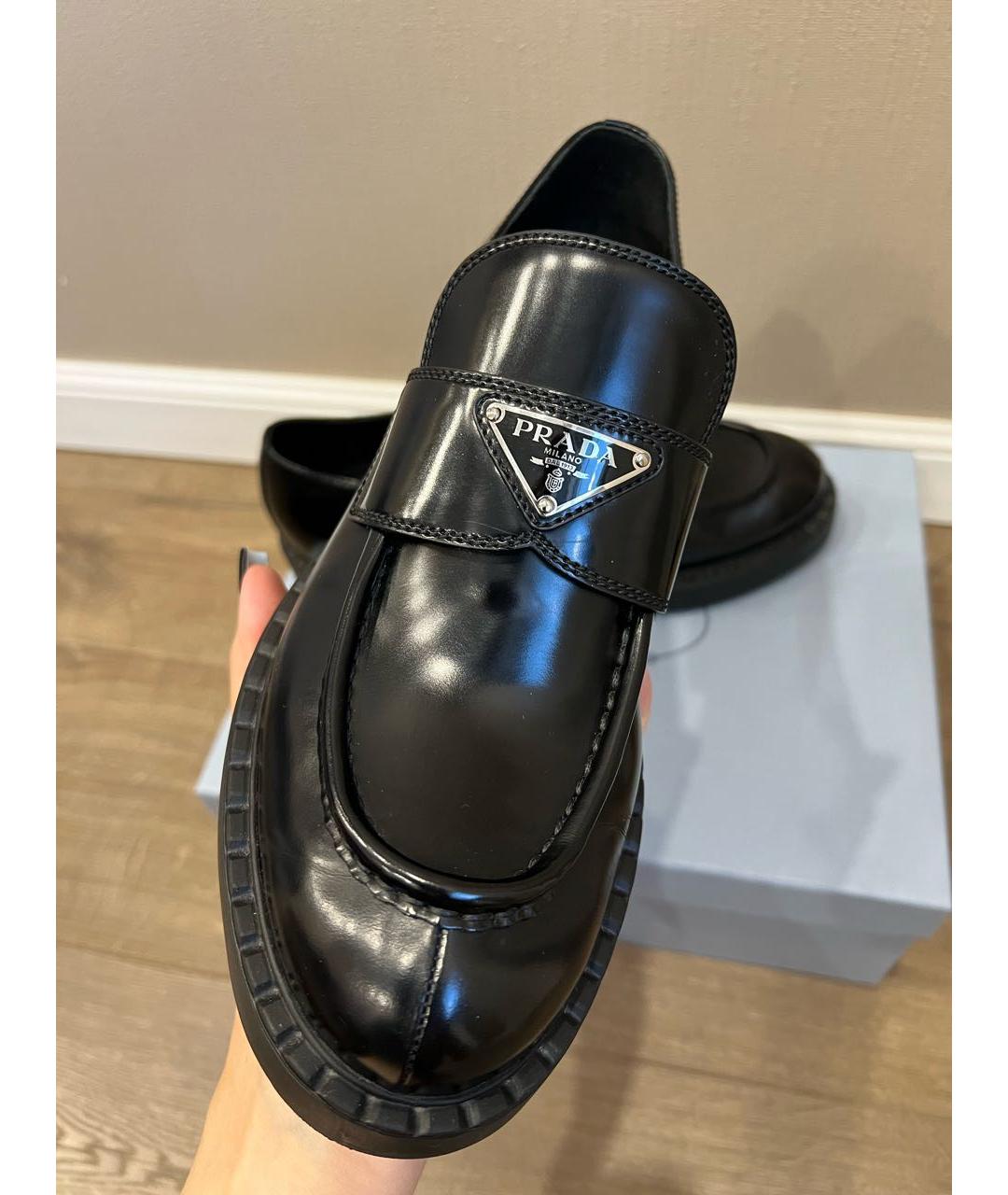PRADA Черные кожаные лоферы, фото 6