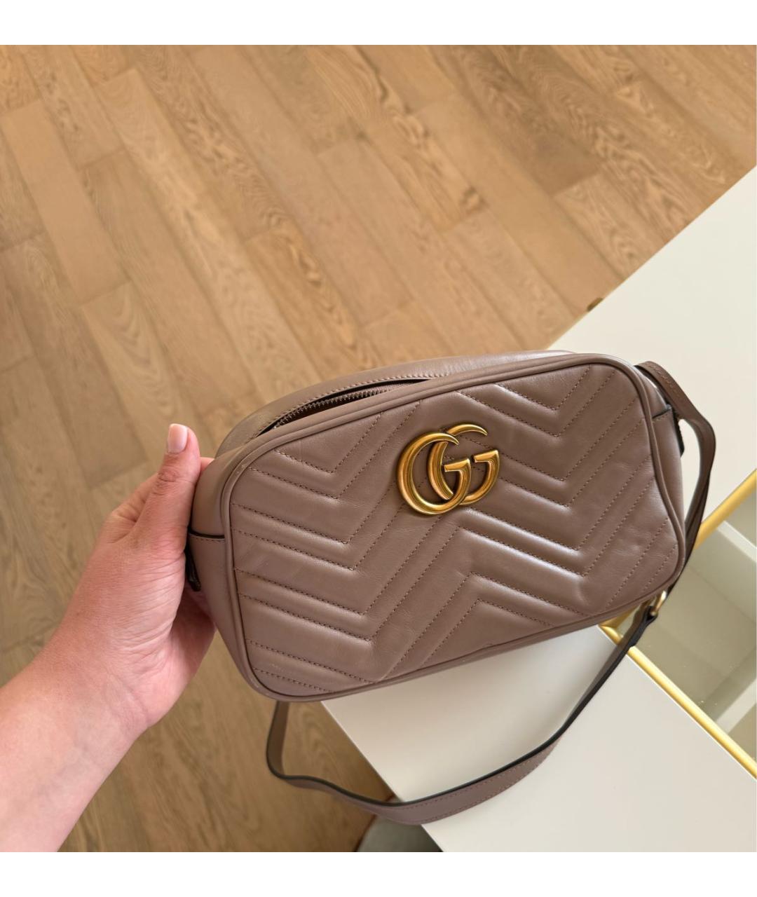 GUCCI Бежевая кожаная сумка через плечо, фото 3