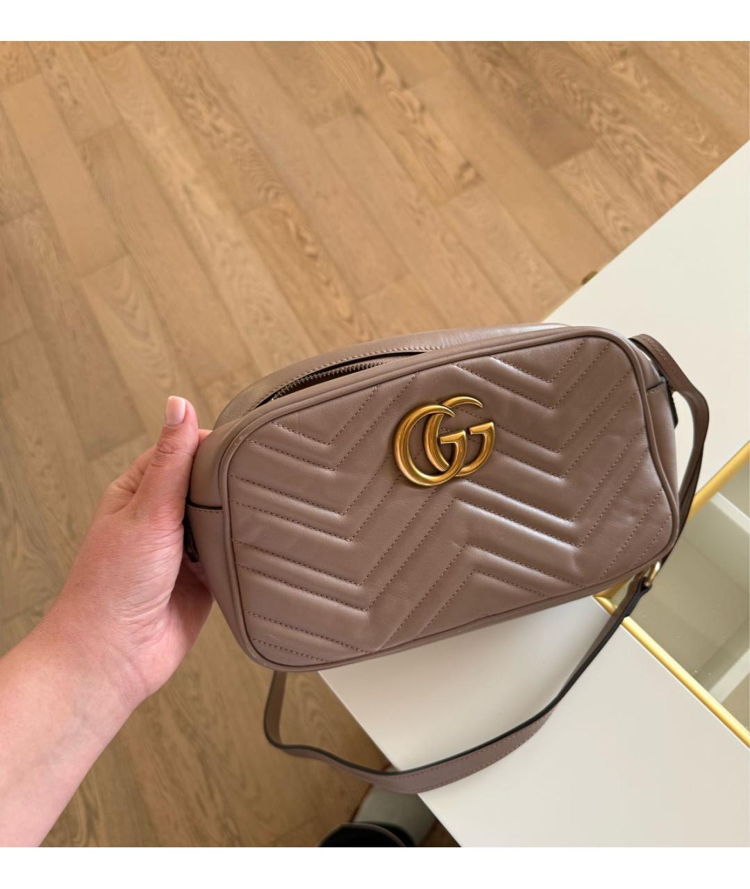 GUCCI Бежевая кожаная сумка через плечо, фото 2