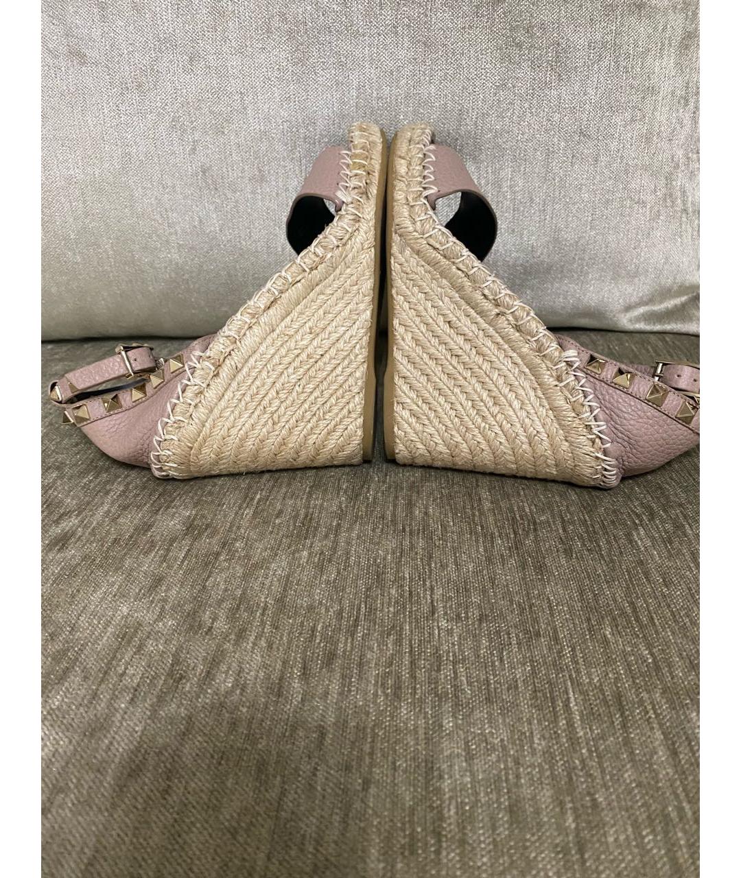 VALENTINO Бежевые кожаные босоножки, фото 7