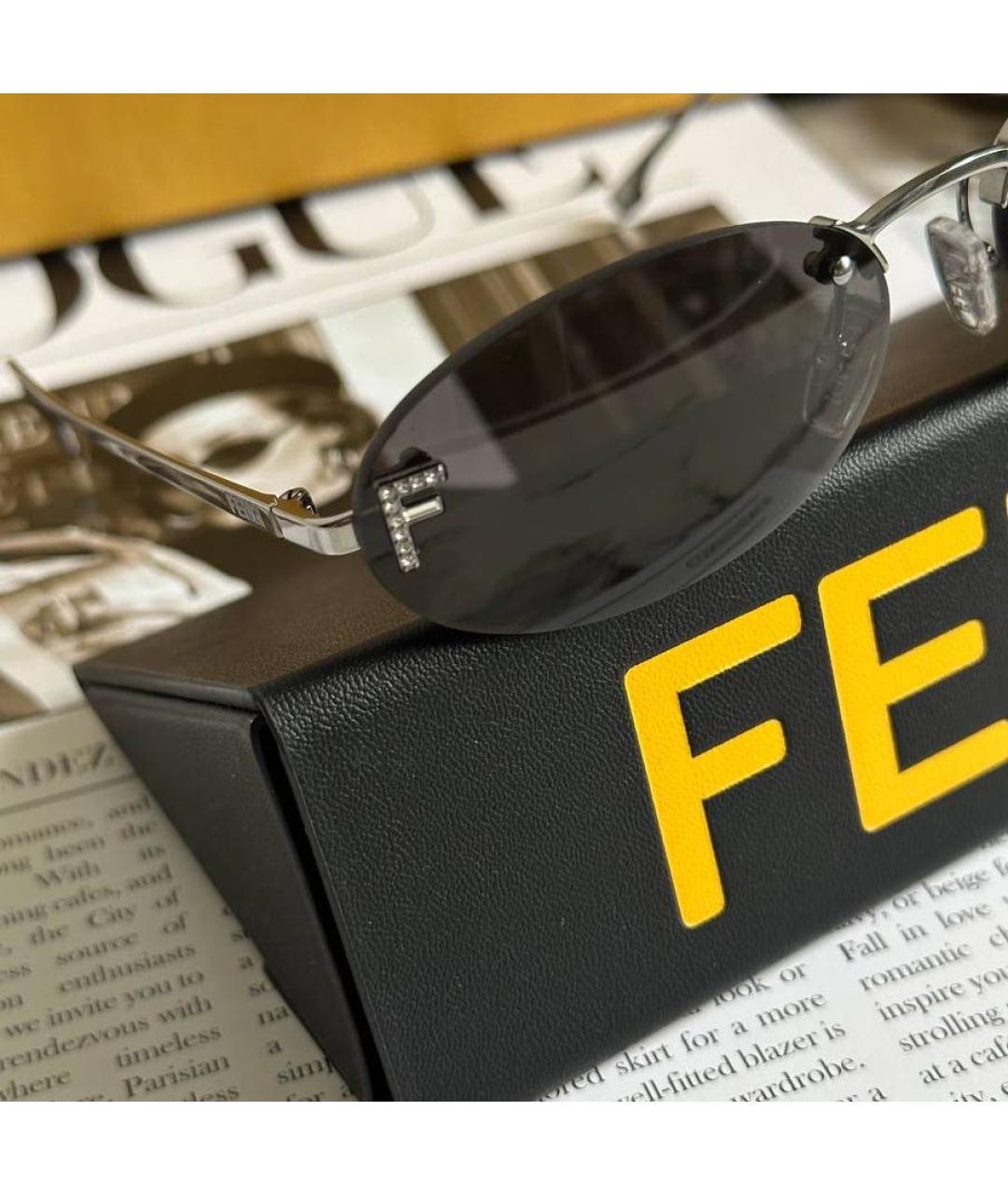 FENDI Антрацитовые металлические солнцезащитные очки, фото 3