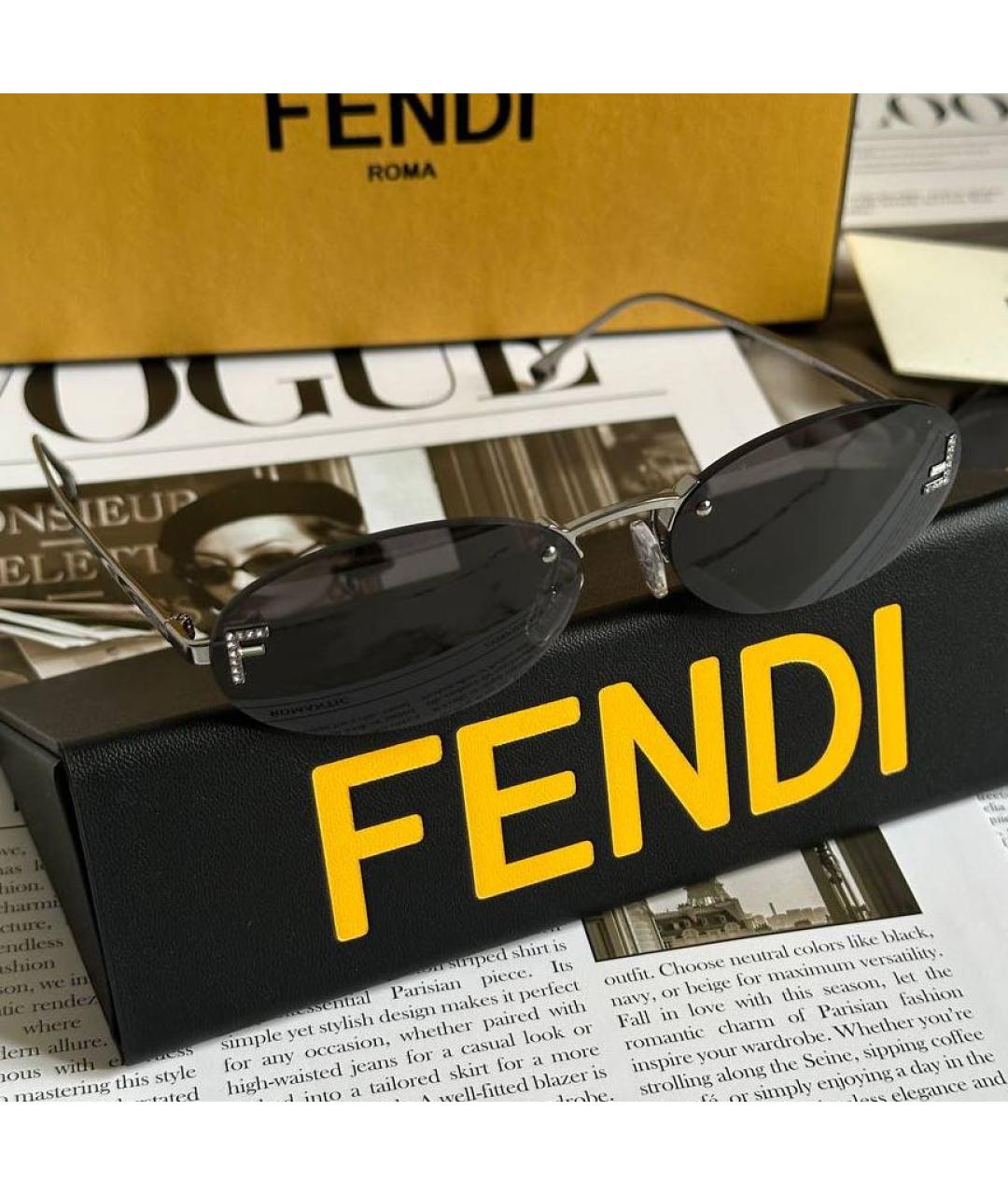 FENDI Антрацитовые металлические солнцезащитные очки, фото 5