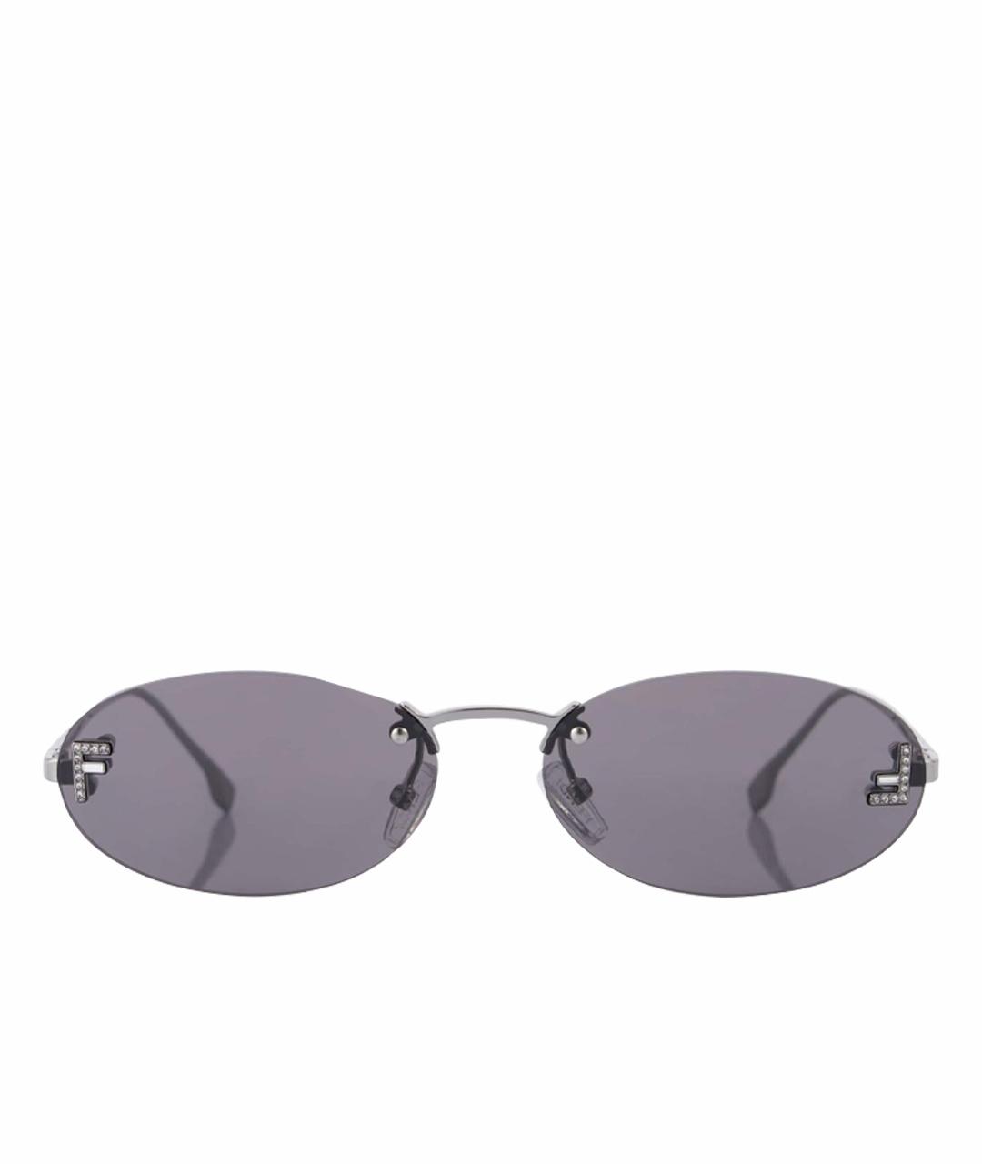 FENDI Антрацитовые металлические солнцезащитные очки, фото 1