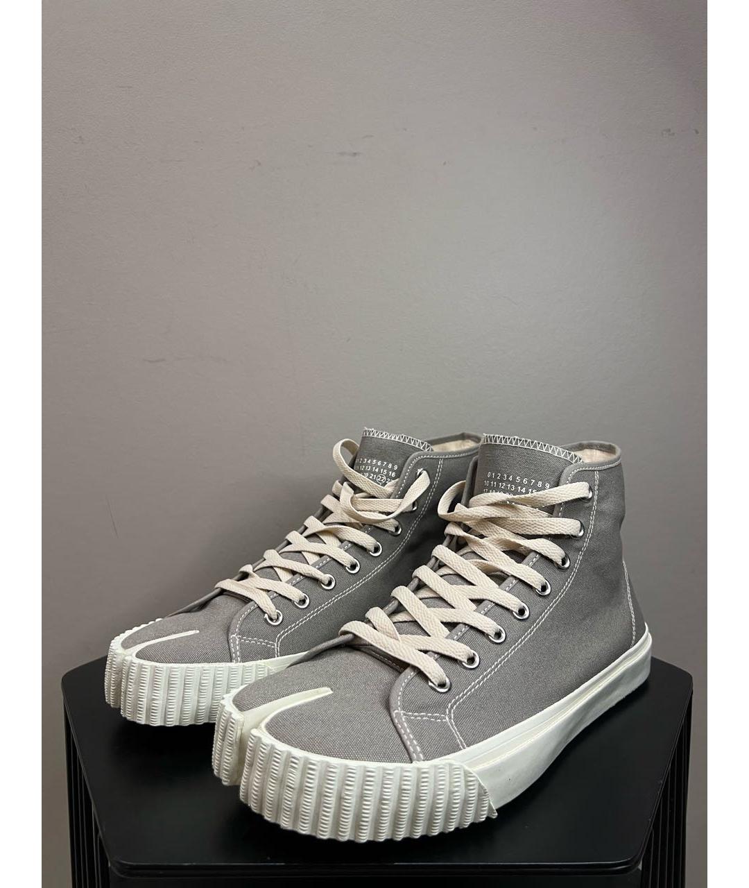 MAISON MARGIELA Серые текстильные высокие кроссовки / кеды, фото 2