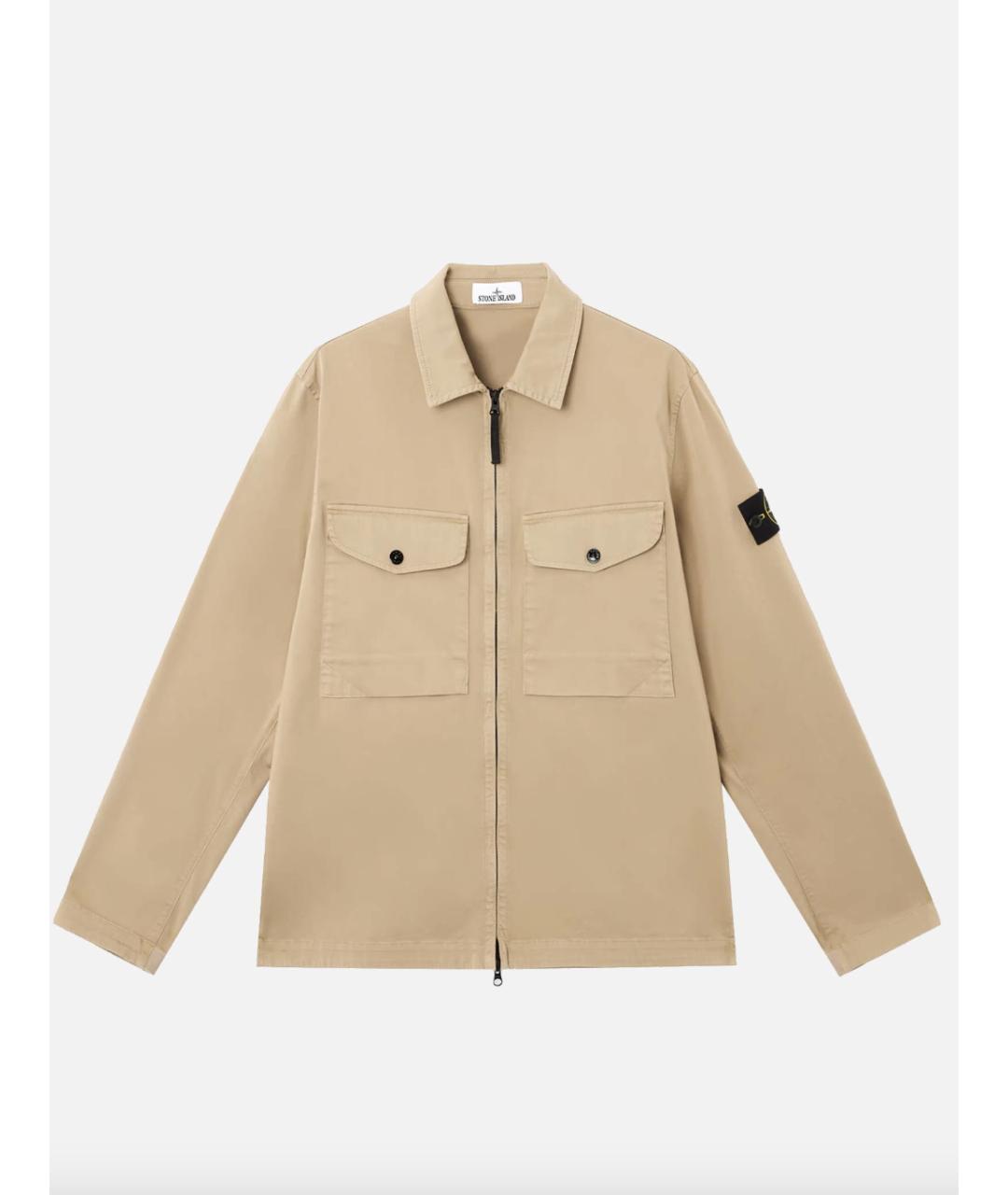 STONE ISLAND Бежевая хлопковая кэжуал рубашка, фото 4