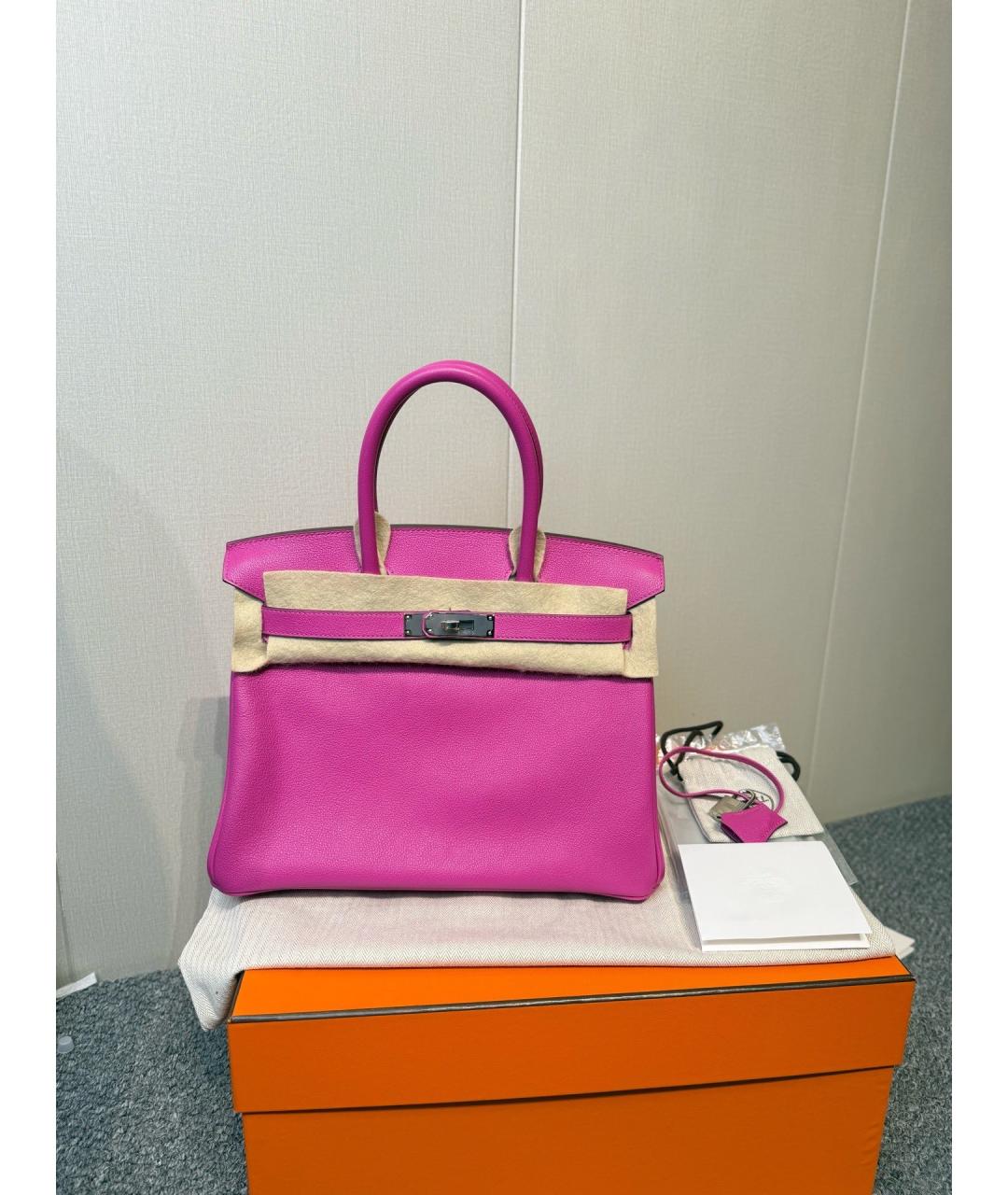 HERMES Розовая кожаная сумка тоут, фото 3