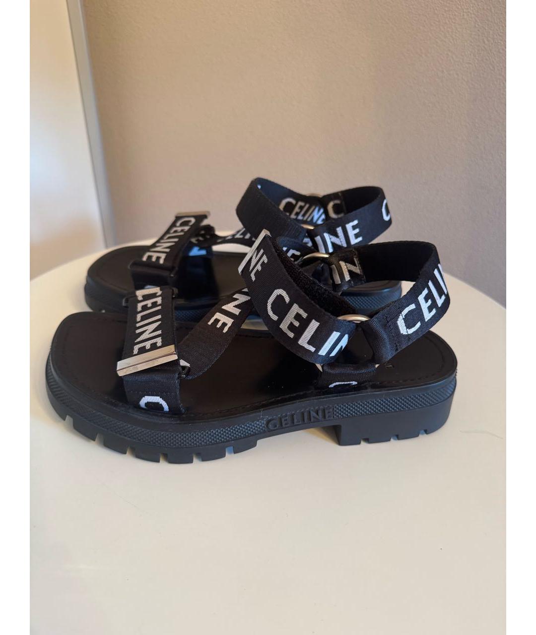 CELINE Черные синтетические босоножки, фото 6