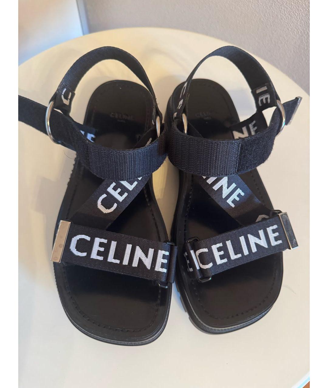 CELINE Черные синтетические босоножки, фото 2