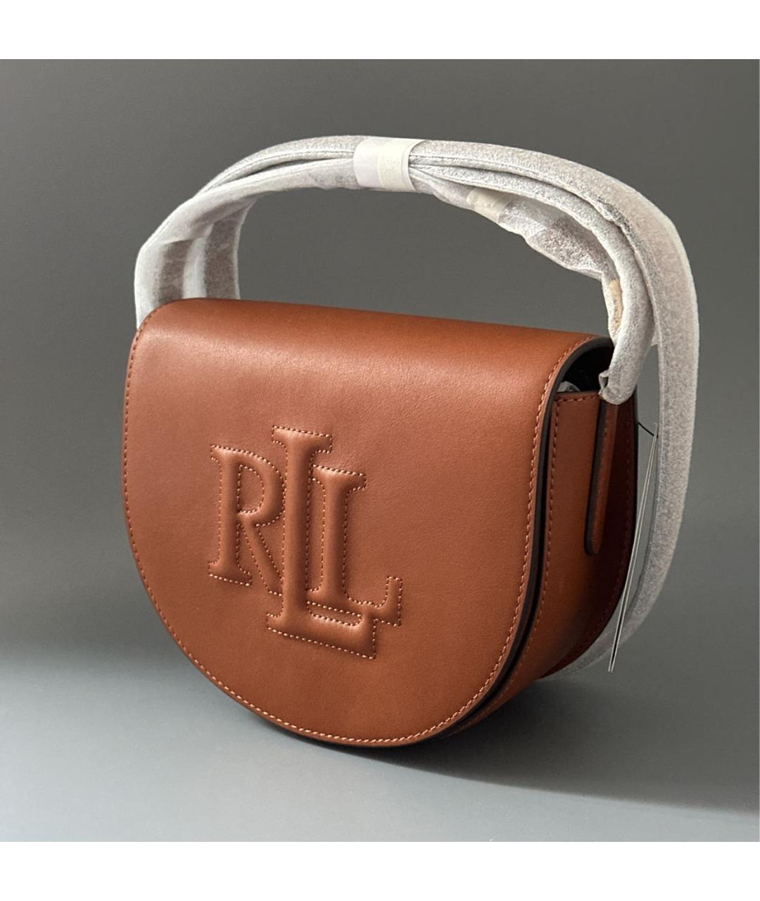 RALPH LAUREN Коричневая кожаная сумка через плечо, фото 2