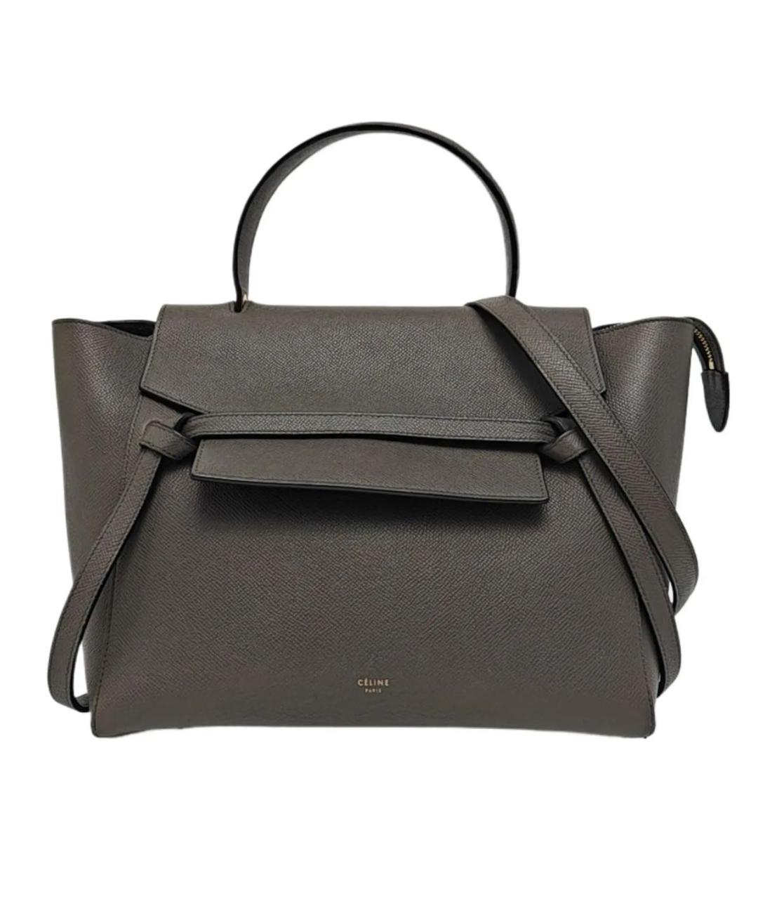 CELINE Антрацитовая кожаная сумка с короткими ручками, фото 1