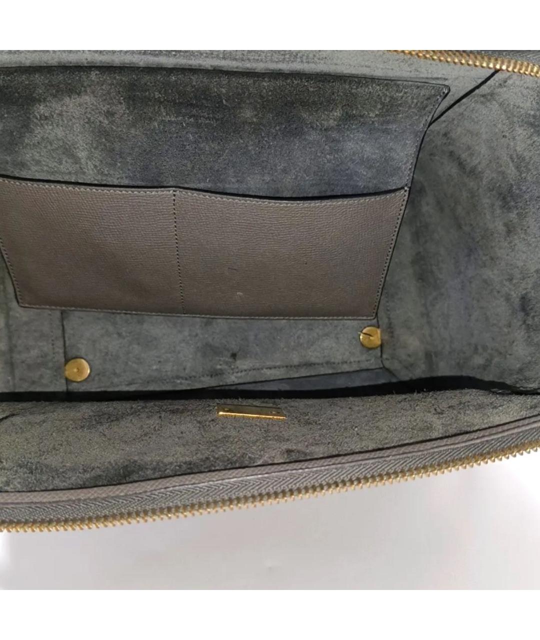 CELINE Антрацитовая кожаная сумка с короткими ручками, фото 6