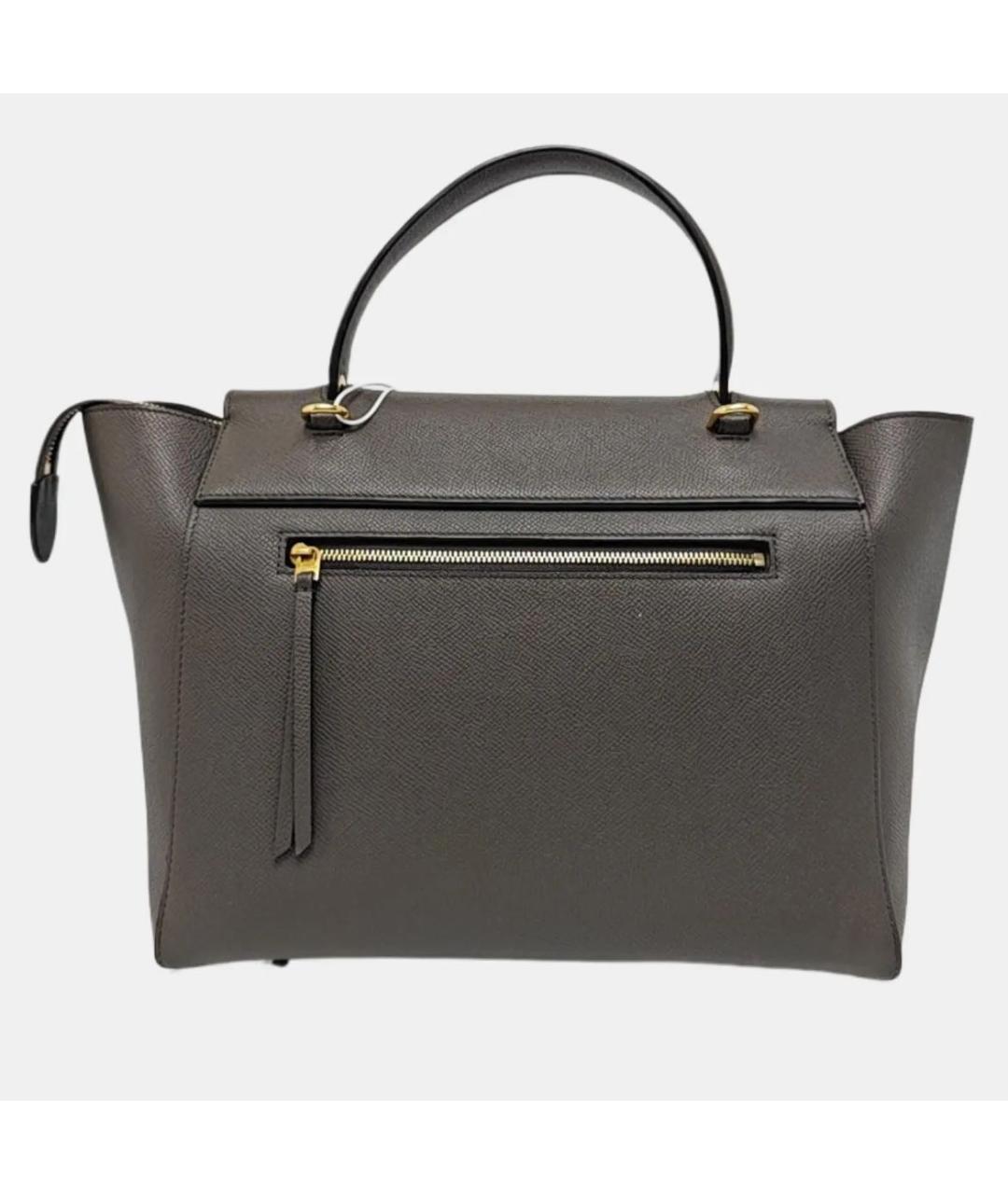 CELINE Антрацитовая кожаная сумка с короткими ручками, фото 4