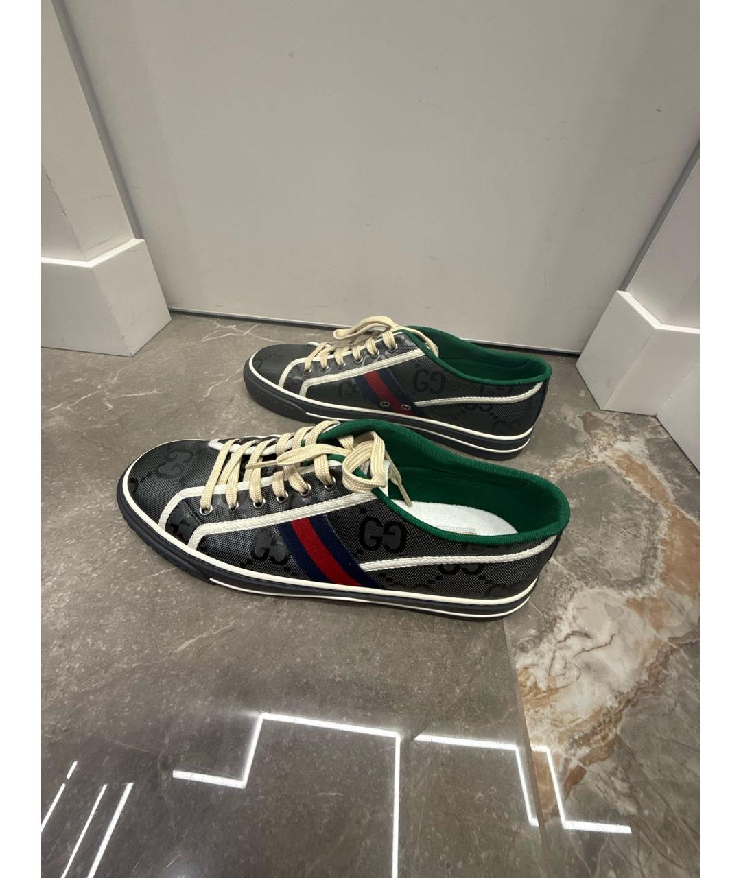GUCCI Серые текстильные низкие кроссовки / кеды, фото 6