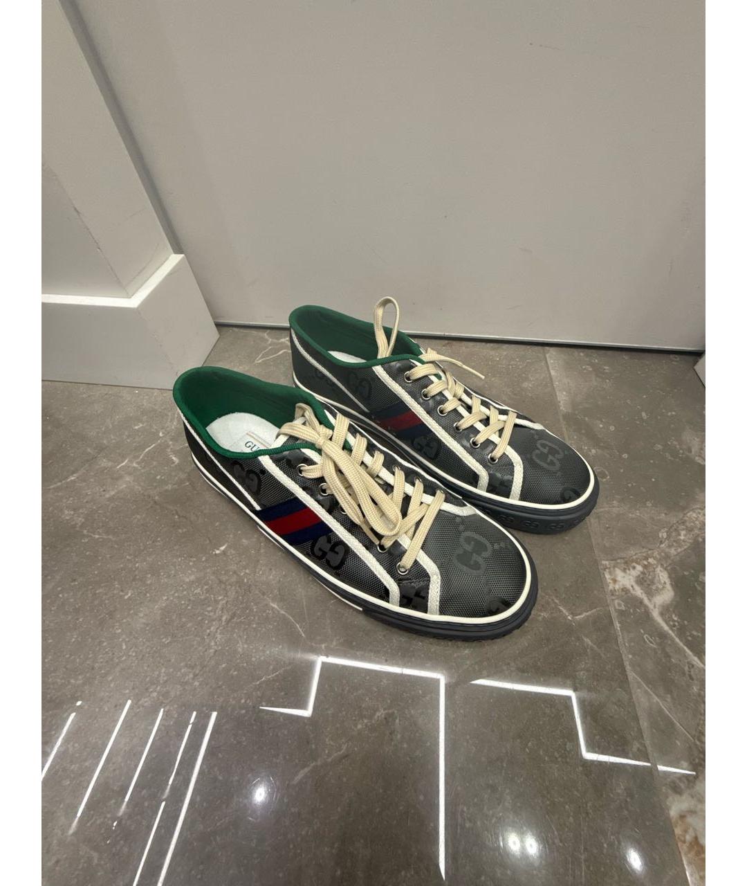GUCCI Серые текстильные низкие кроссовки / кеды, фото 5