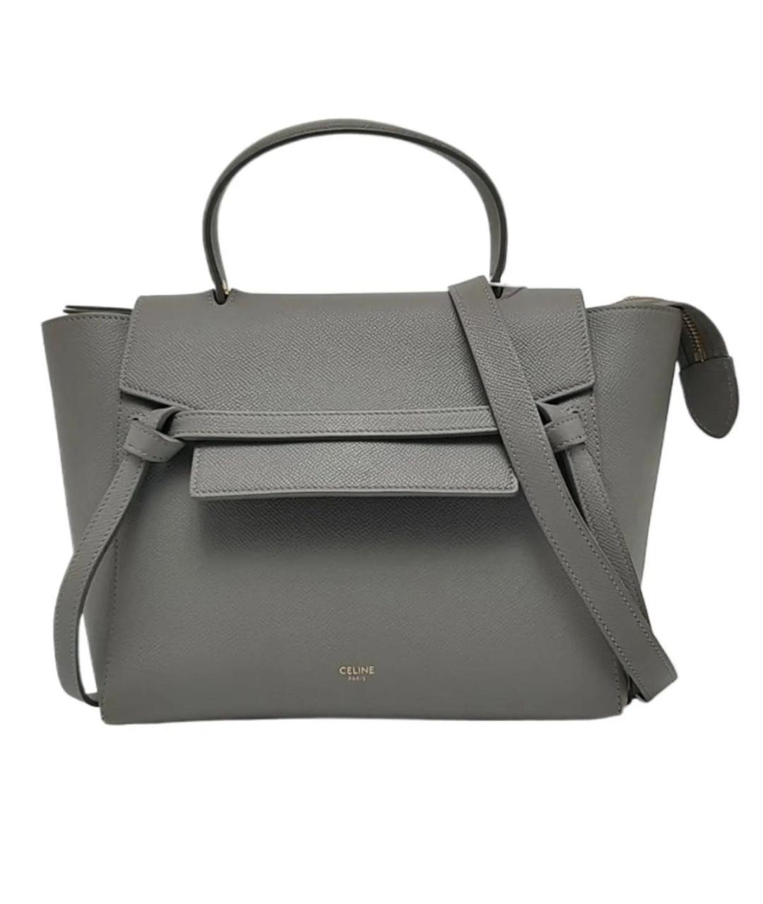 CELINE Антрацитовая кожаная сумка с короткими ручками, фото 1